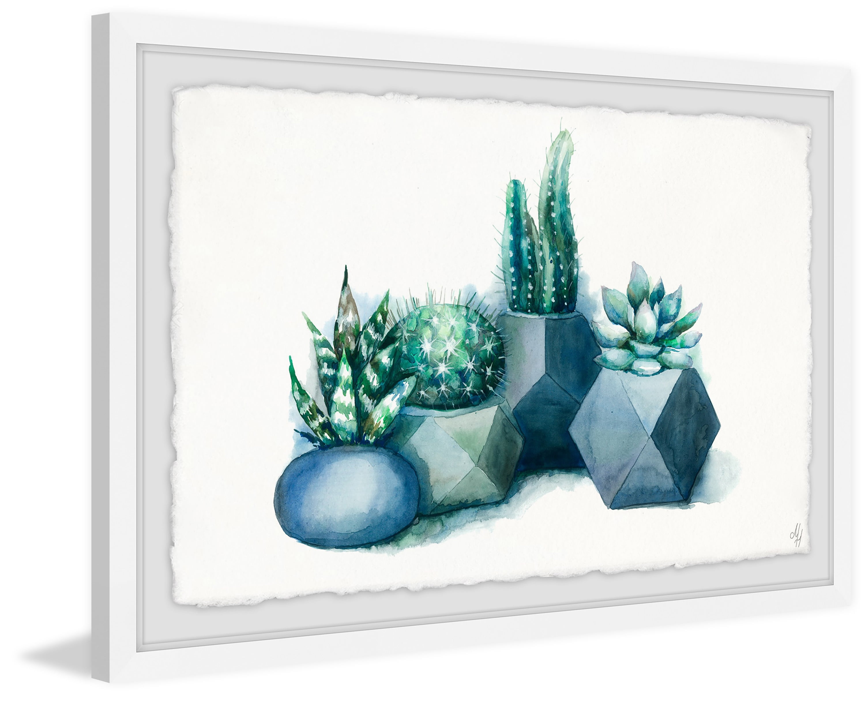 Prism Pots 8" x 12" Framed Giclee Print in Blue and Green