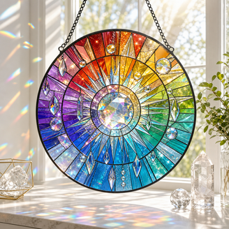 Hamsa Hand Star of David GLASS Suncatcher, Hanukkah Chanukah