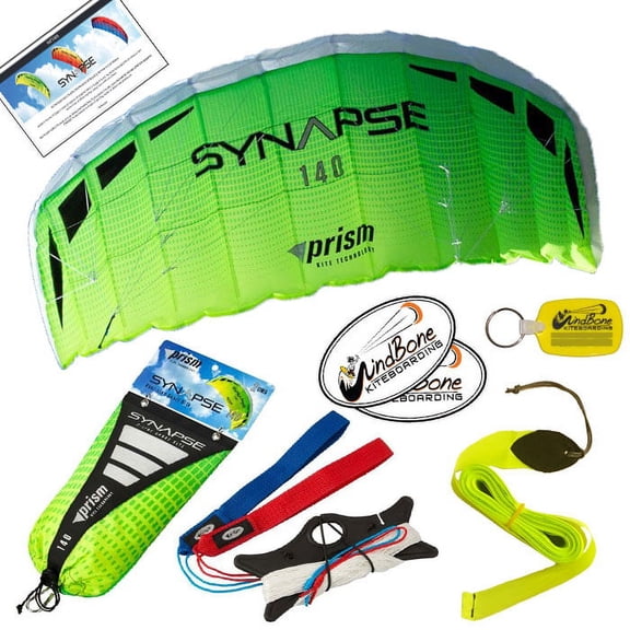 Prism Synapse 140 Foil Kite Bundle with 40ft Ribbon Kite Tail Accessory plus WBK Decals & Key Fob