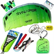 Prism Synapse 140 Foil Kite Bundle with Aurora Green 20ft Tube Tail Accessory plus WBK Decals & Key Fob