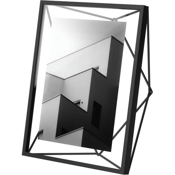 Prisma 5x7 Picture Frame, Metal Floating Wall or Desk Photo Display for Pictures, Art, Illustrations, and More, Black