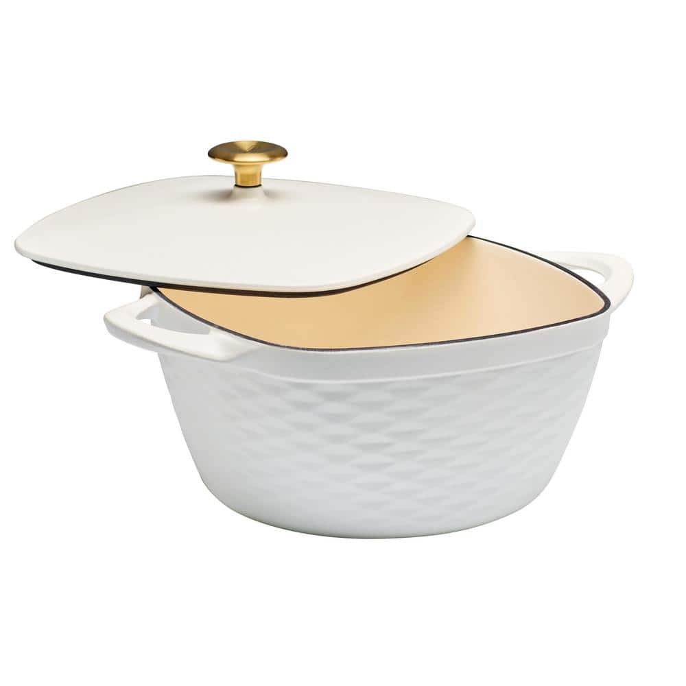 Prisma 7 qt. Enameled Cast Iron Covered Square Dutch Oven Matte White