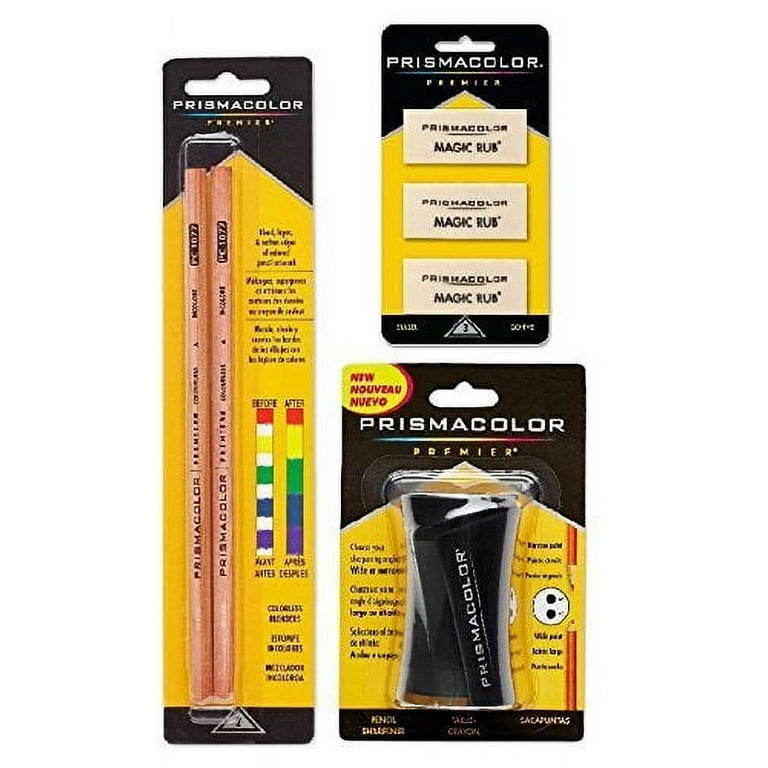 Prismacolor Premier Accessory Set, Includes Colorless Blender Pencils (2  Piece), Premier Pencil Sharpener(1 Piece) & Magic Rub Erasers (3 Piece) 