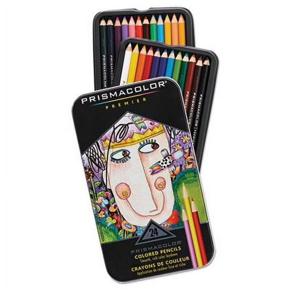 Prismacolor Premier Colored Pencil, 3 mm, 2B, Assorted Lead and Barrel Colors, 24/Pack, Each