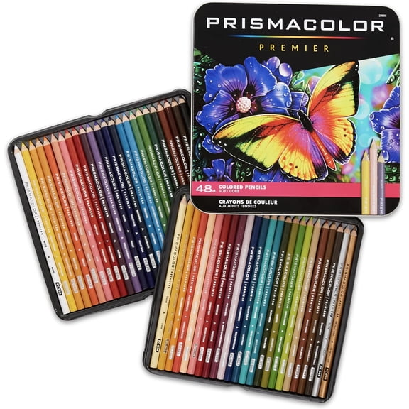 Prismacolor Premier Coloured Pencils, Drawing and Sketching, Soft Core, Various colors, 48 Count