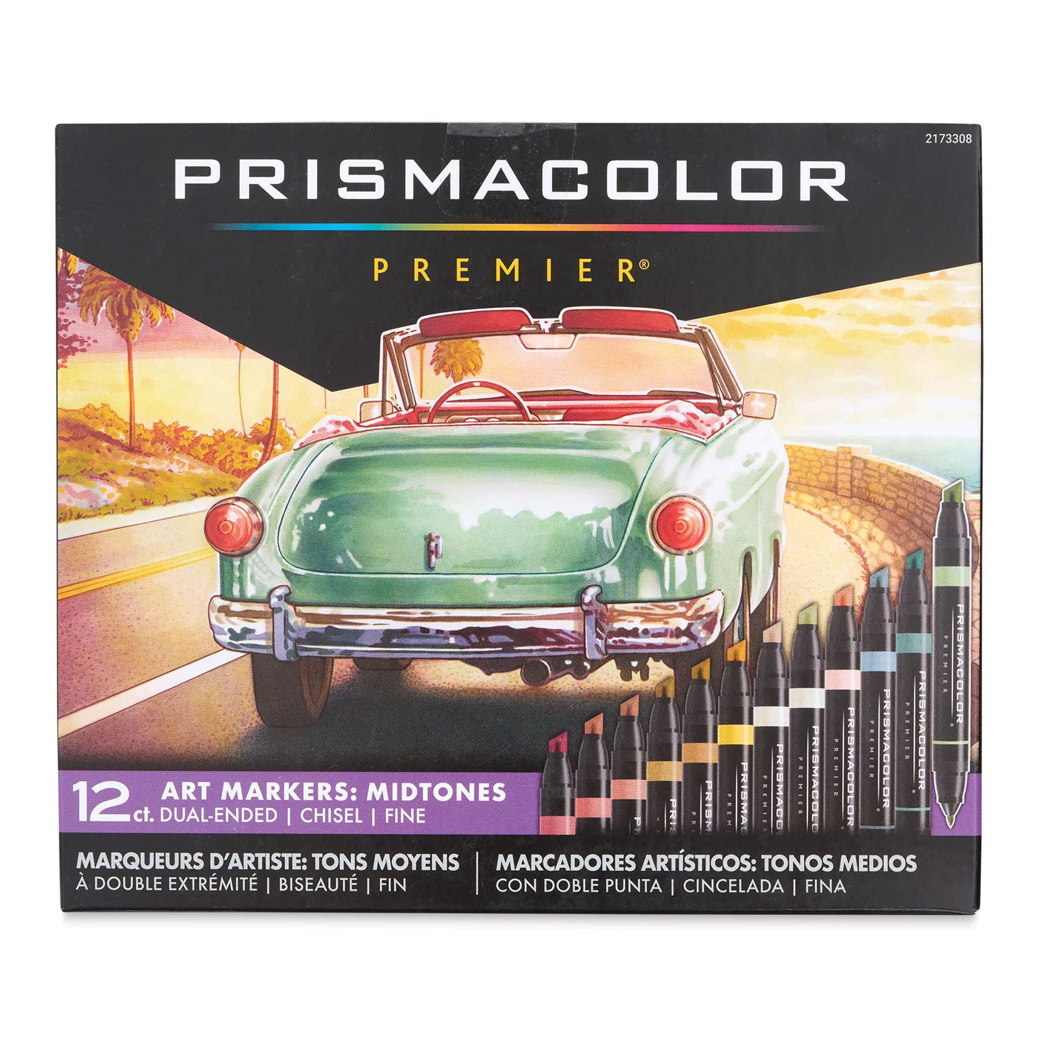 Prismacolor Premier Dual-Ended Art Markers, Mid Tones, 12-Color