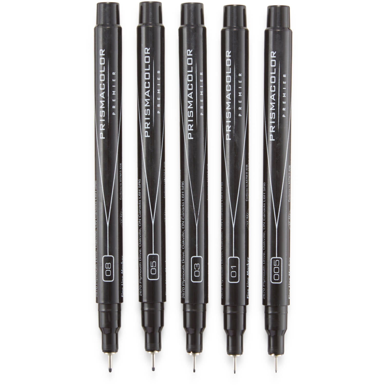 Prismacolor Premier Fine Line Markers, Black, 5-Pack