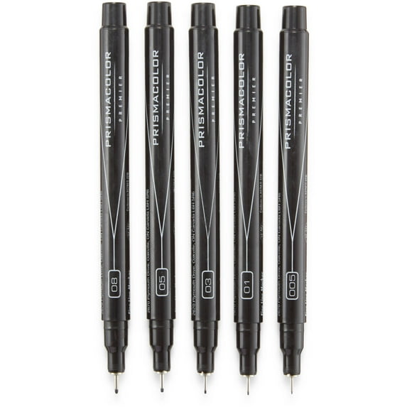 Prismacolor Premier Fine Line Markers, Black, 5-Pack
