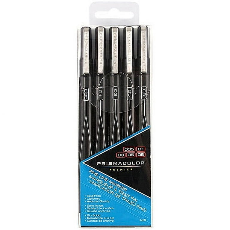 Fine Line Drawing Markers, Line 0,03+0,05+0,1+0,2+0,3+0,5+0,8+1,0 , Black,  8 pc