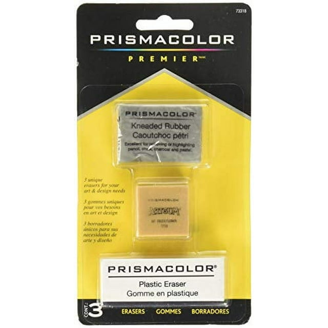 Prismacolor Premier Kneaded, ArtGum and Plastic Erasers, 3 Pack