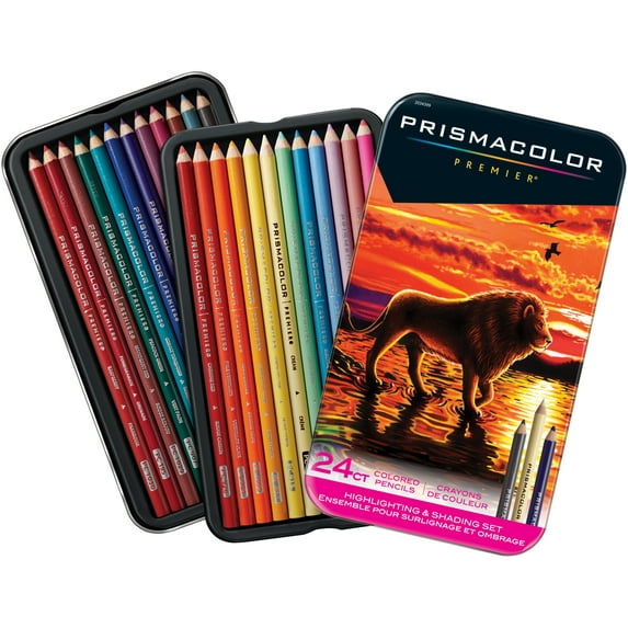 Prismacolor Premier Thick Core Colored Pencil Set, 24-Pencil Set, Highlighting & Shadowing
