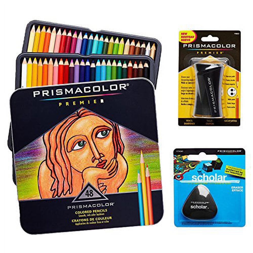 Prismacolor Quality Art Set Premier Colored Pencils (48 Pack) Premier  Pencil Sharpener & Latex-Free Scholar Eraser (1 Pack) 