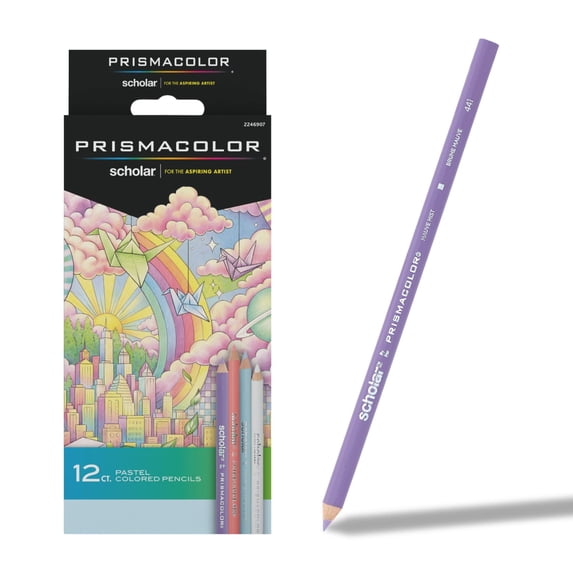 Prismacolor Scholar Colored Pencil Set, Pastel Colors, Soft Core, 12 Count