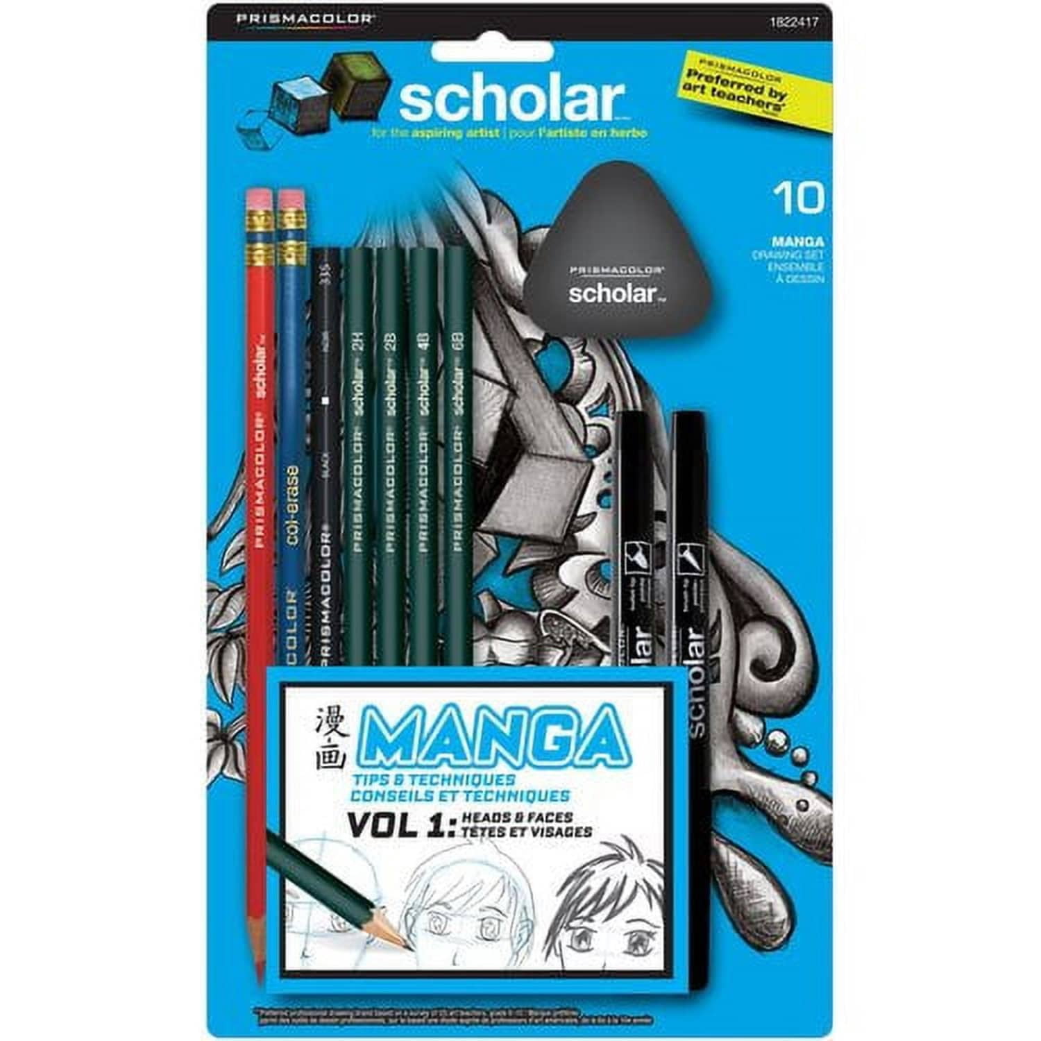 Prismacolor Scholar Manga Drawing Set, Includes 2 Colored Pencils