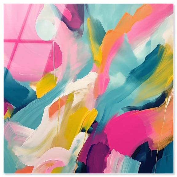 Prismatic Flow High-Gloss Frameless Acrylic Glass Wall Art Modern Colorful Print by Art Remedy, Ready to Hang, 12 x 12