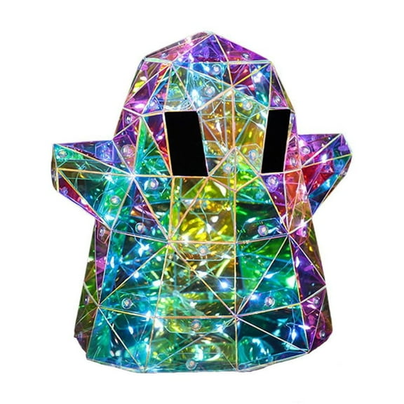 Prismatic Ghost Halloween Decor, Prismatic Iridescent Ghost Decor, Light Up Ghost, LED Lights Ghost Decor, Halloween Decorations Colorful Glow Lights Outdoor Indoor 6.5x7.8 Inch