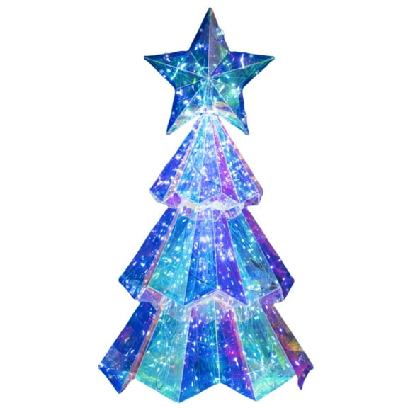 Prismatic Iridescent Christmas Tree Colored Christmas Tree Night Lights Desktop Christmas Tree Decoration with LED Lights For Christmas Rooms Indoor Decoration Christmas Gift