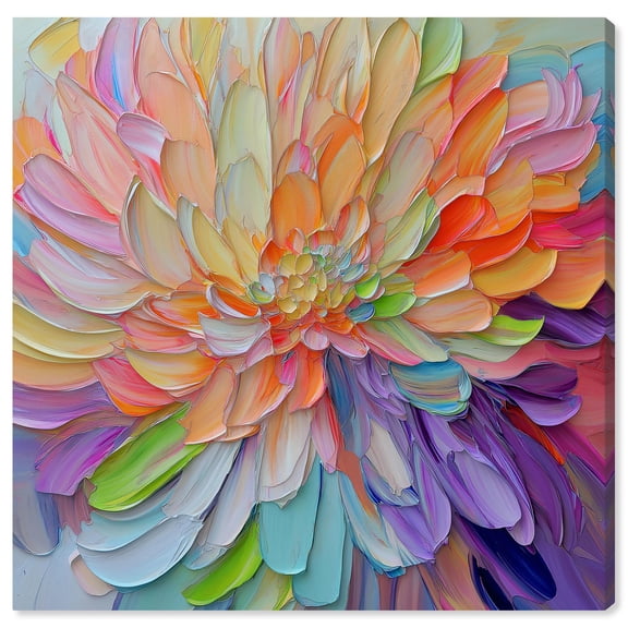 Prismatic Petal Canvas Modern Abstract Art by Art Remedy, Gallery Wrapped, 40" x 40"