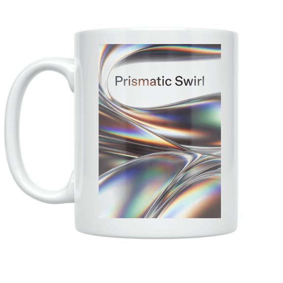Prismatic Swirl Iridescent Design - Art Enthusiast - 11 oz Ceramic Coffee Mug