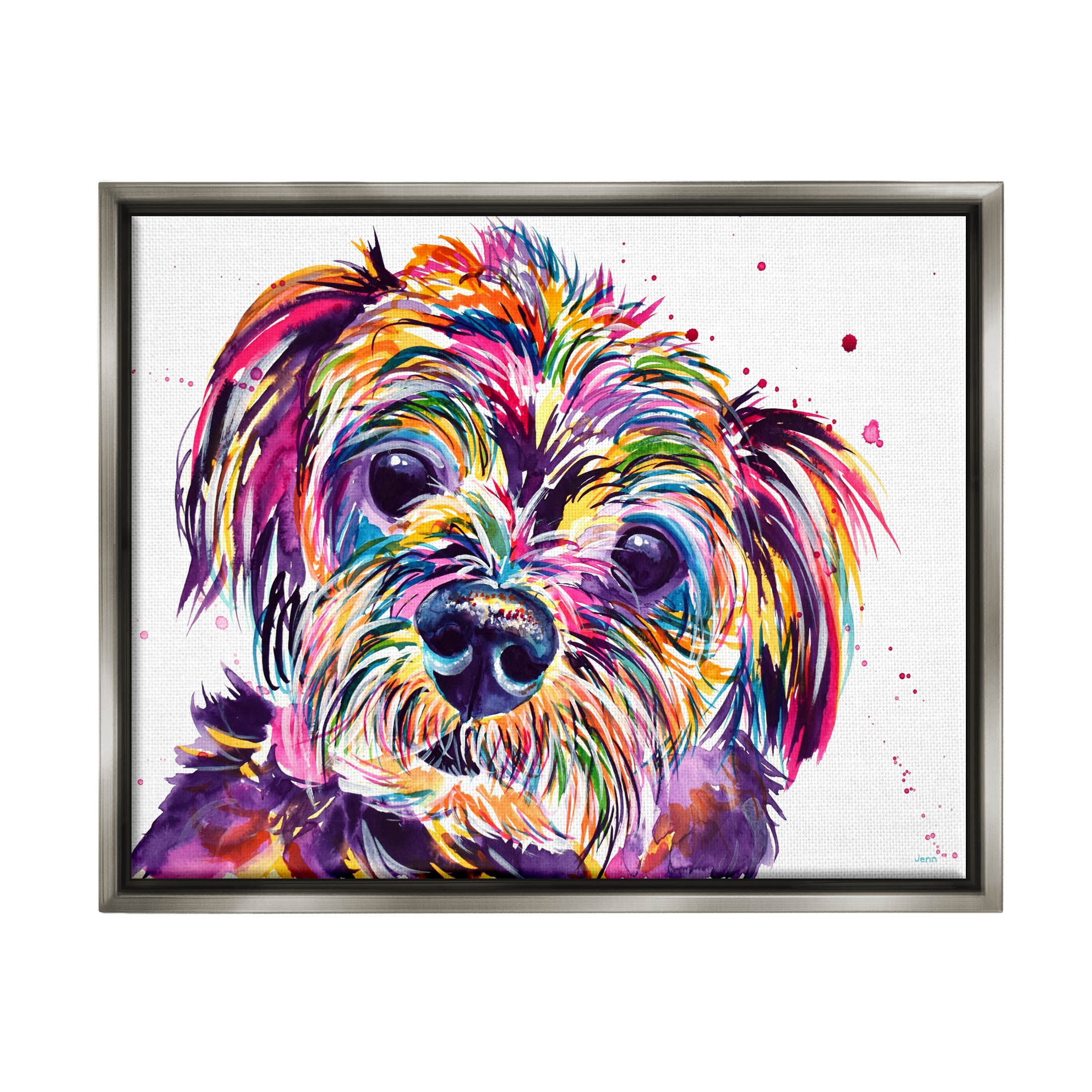 Prismatic Terrier Dog Face Portrait Animals & Insects Graphic Art Luster Gray Framed Art Print Wall Art