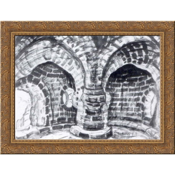Prison 24x18 Gold Ornate Wood Framed Canvas Art by Nicholas Roerich
