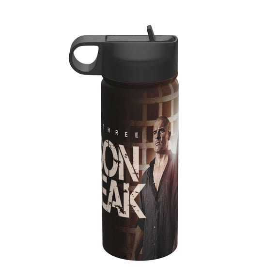 Prison Break Kids Insulated Water Bottle With Straw - 18 Oz Stainless Steel Double Wall Vacuum Cup, Leakproof, Bpa Free, Suitable For Boys And Girls