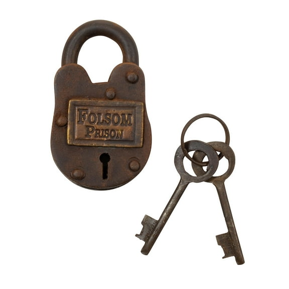 Prison Lock Padlock Antique-Finish w/Keys Folsom Prison