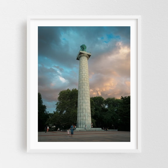 Prison Ship Martyrs Monument, Fort Greene 03 - Brooklyn New York Photography Architecture Skyline Travel Poster Sunset City Scenic White Framed Wall Art Print 20 x 24 inches