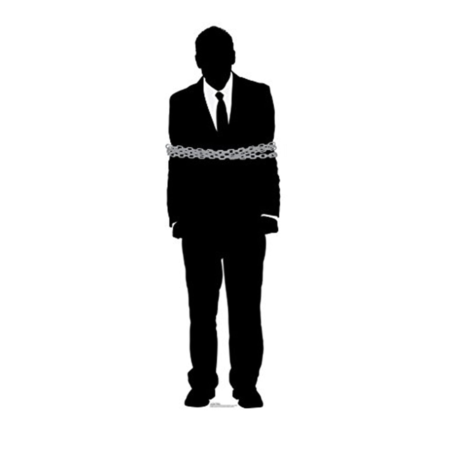 Life-Size Black and Grey Prisoner Silhouette Cardboard Standup