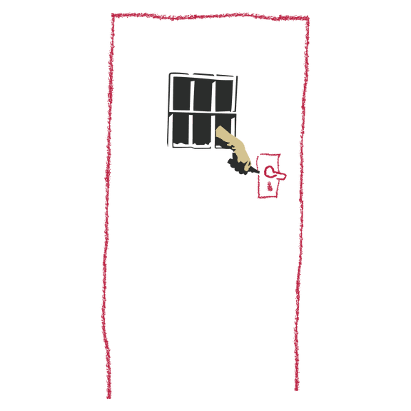 Prisoner Trying to Escape Creative Artwork Design Vinyl Wall Decal - Man Trapped Inside the Door Abstract Silhouette Design Wall Decoration 20" x 30"