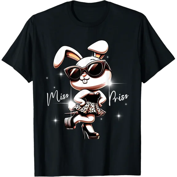 Prissy Girl Bunny Leopard Print Fancy Extravagant Rabbit T-Shirt All Size S-5XL