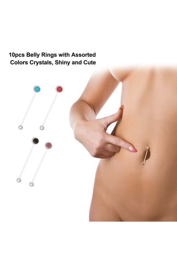 Belly Ring,Belly Button 10pcs Navel Belly Button Navel Retainer Button Maternity Clear Navel Retainer Body Maternity Clear Belly Lasamot Zroven Leeofty