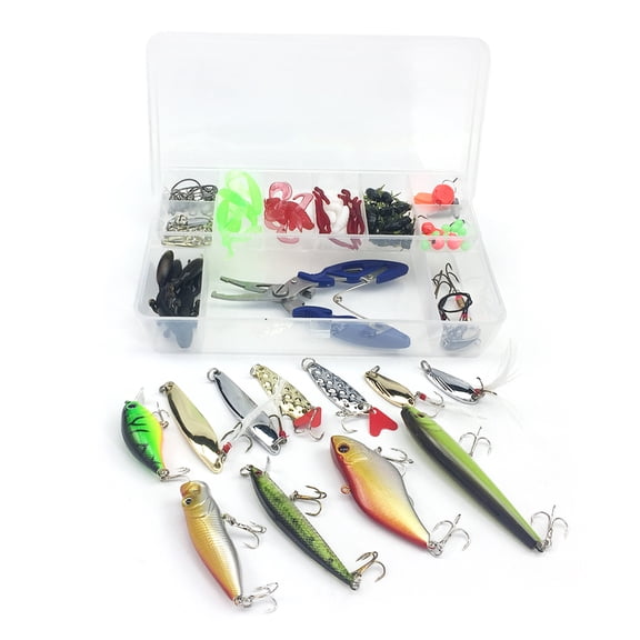 Pristin Hard Lures,Popper Crankbait VIB Soft Popper VIB Topwater Lures Kit Set Box Lures Kit 101PCS Lures BUZHI Med Ha Soft Box Soft Set Kit Box Soft Lures Med Ha 73-132pcs