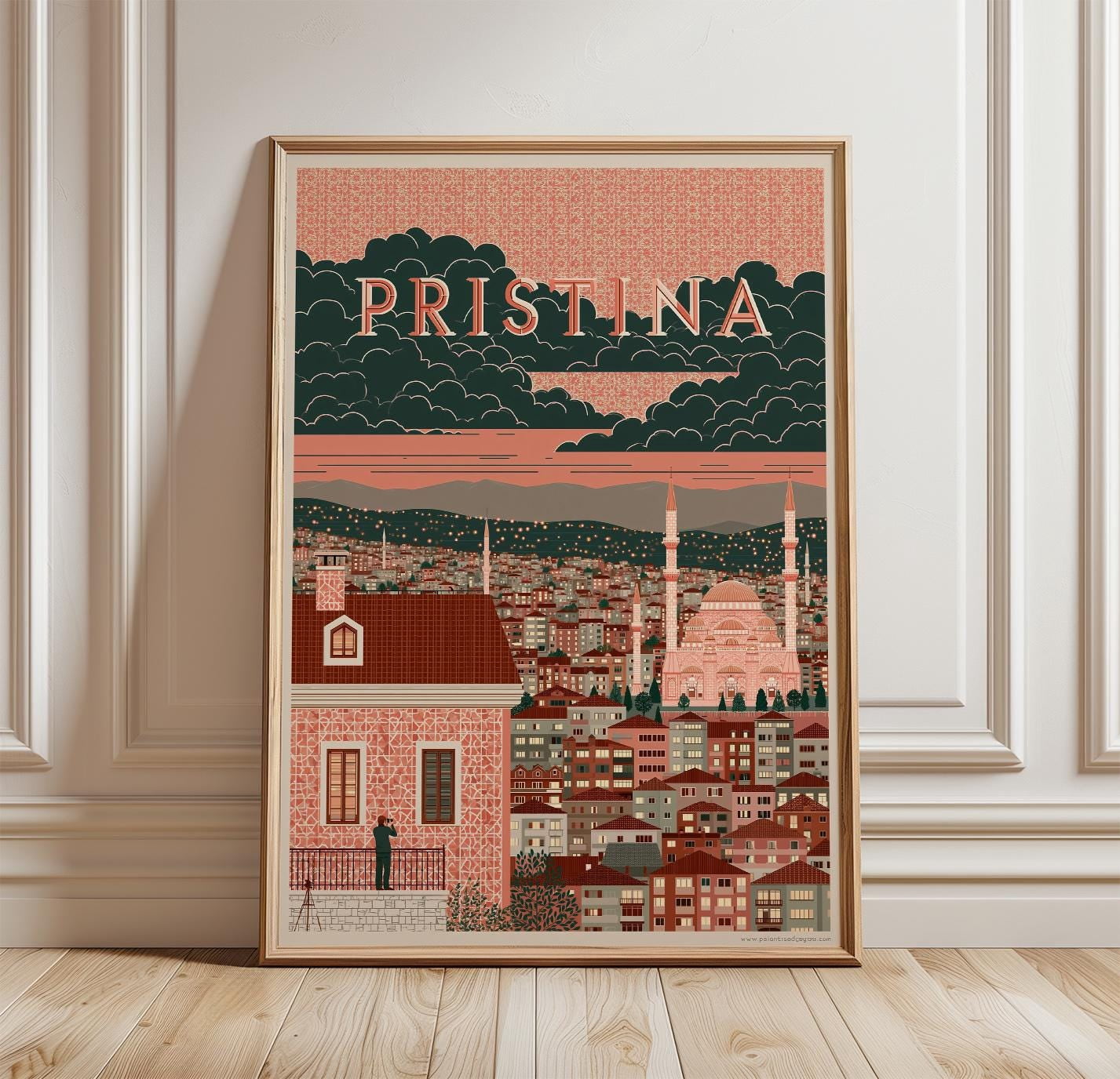 Pristina Travel City Skyline Classic Art Poster , Poster Print Only ...