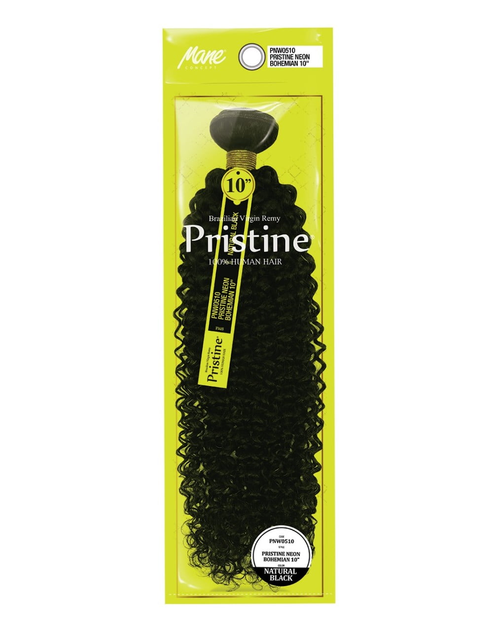 Pristine Brazilian Virgin Remy 100% Human Hair Bundle Extension NEON BOHEMIAN 10" (NATURAL BLACK)