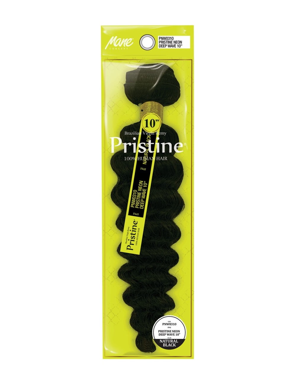 Pristine Brazilian Virgin Remy 100% Human Hair Bundle Extension NEON DEEP WAVE 10" (NATURAL BLACK)
