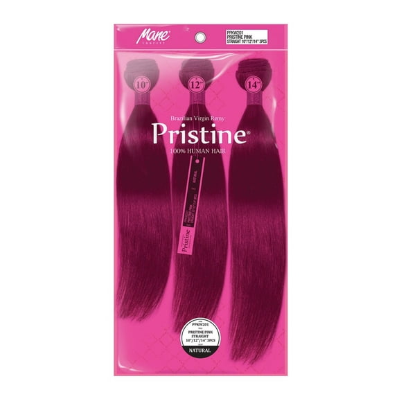 Pristine Brazilian Virgin Remy 100% Human Hair Weave Extension PINK 11A 3X Bundle Straight 12"/14"/16" (NATURAL BLACK)