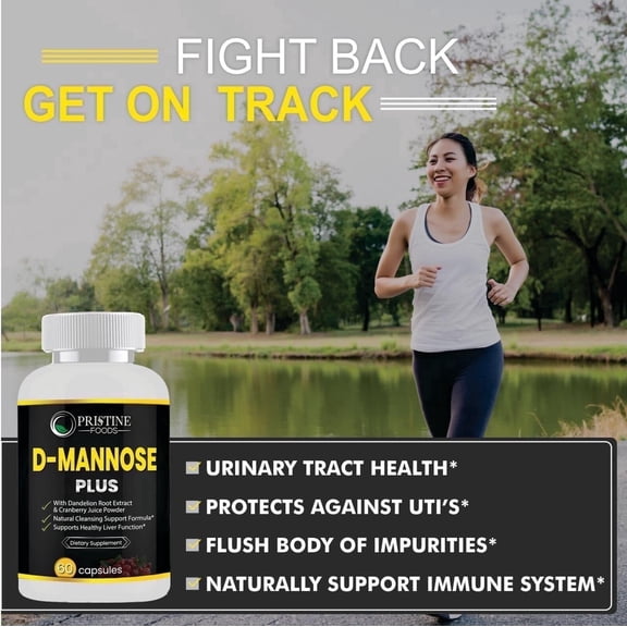 Pristine D-Mannose Capsules with Cranberry, Hibiscus and Dandelion for Urinary Tract Health, 3 Pack