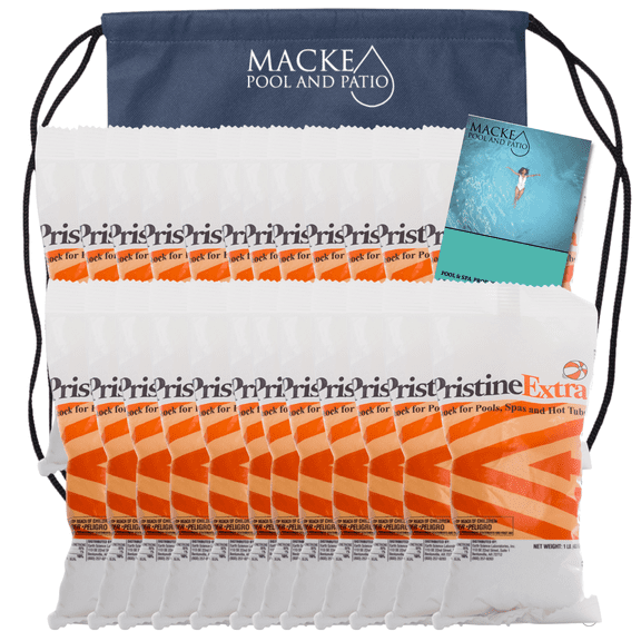 Pristine Extra Chlorine Shock 24 Pounds (24- 1lb bags) with Macke Pool Product Guide & Bag