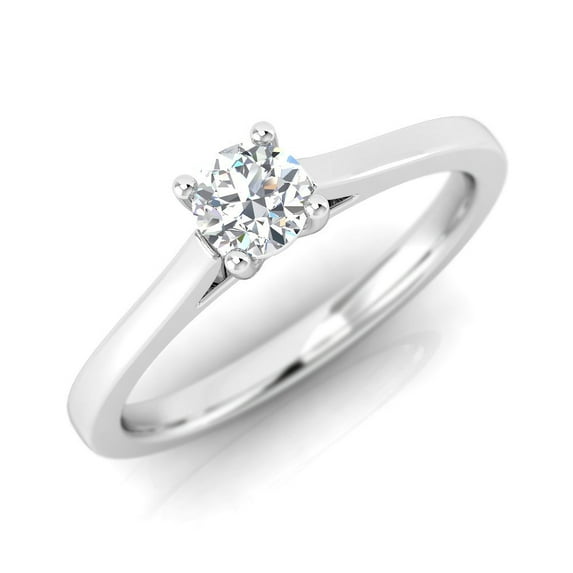 Pristine Fire 14k White Gold and 1/4 Carat Lab Grown Diamond Solitaire Engagement Ring for Women (DE Color VVS1 Clarity)