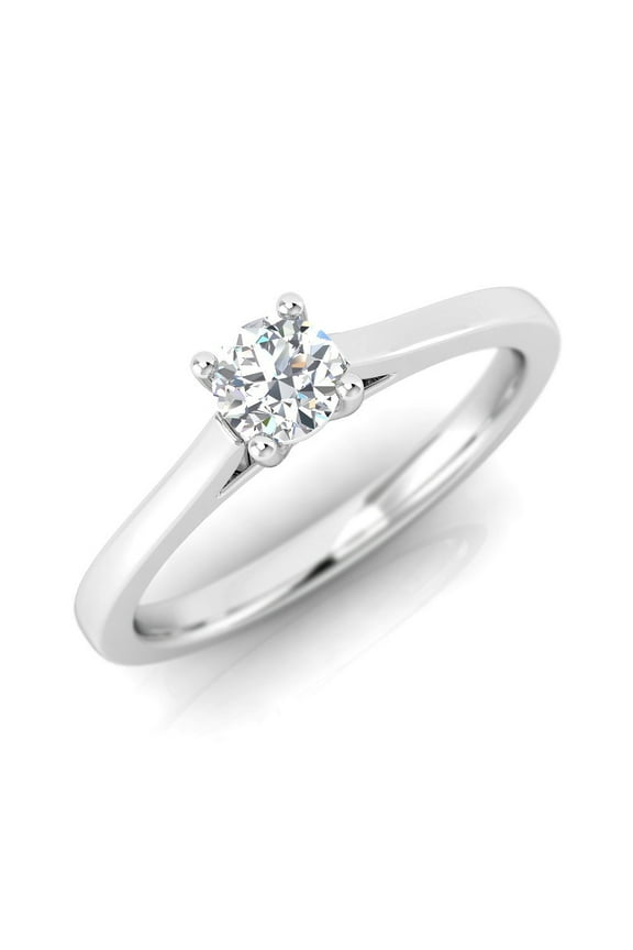 Pristine Fire 14k White Gold and 1/4 Carat Lab Grown Diamond Solitaire Engagement Ring for Women (DE Color VVS1 Clarity)