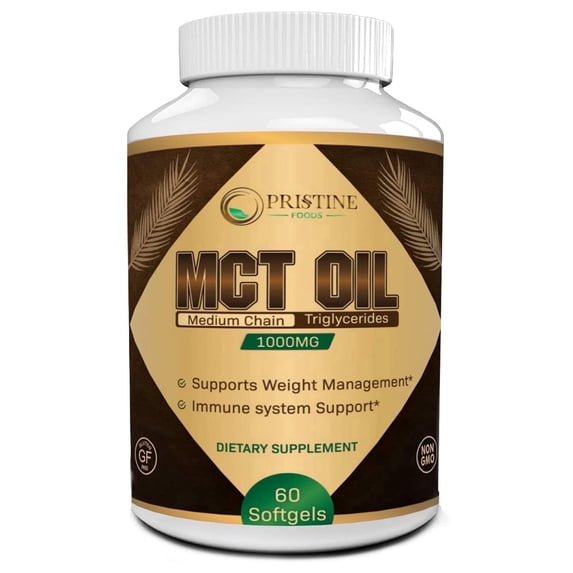 Pristine Foods Keto MCT Oil Softgel 1000mg - Advanced Ketosis Diet Pills, Weight Management, Natural Pure Coconut Oil Extract - 60ct