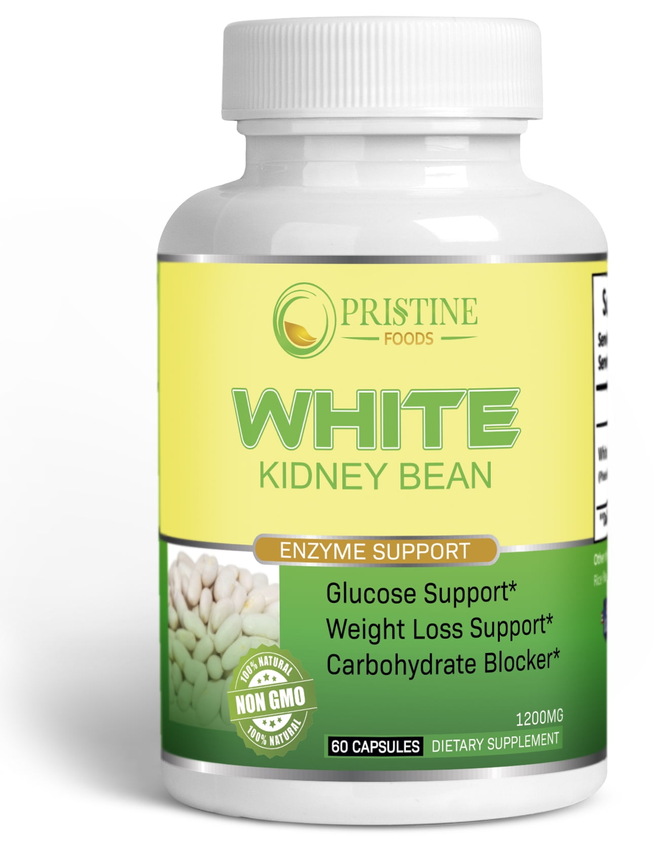 Pristine Foods White Kidney Bean Carb Blocker 1200mg Supplement Pure