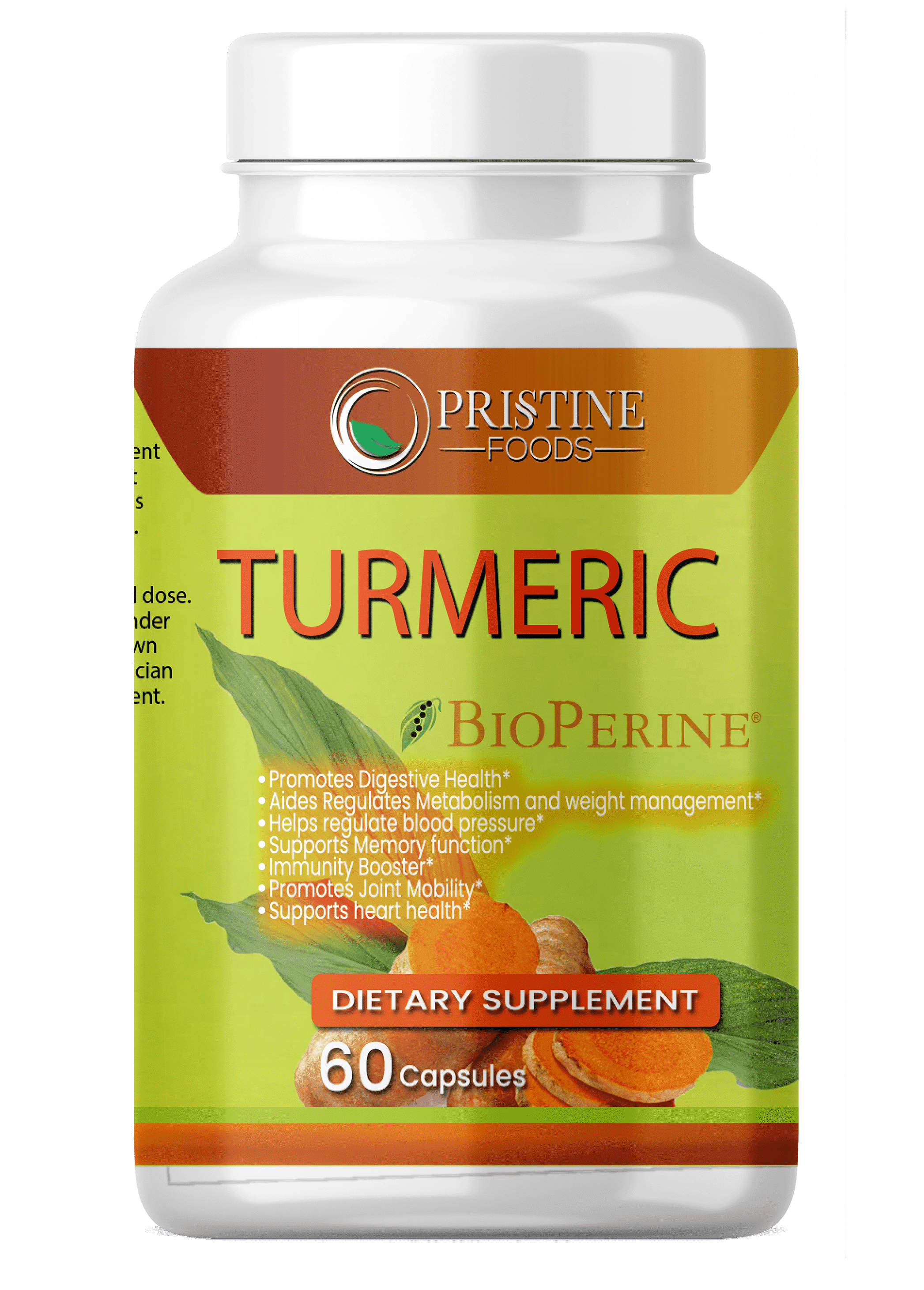 Pristine High Absorption Turmeric Curcumin 650mg with BioPerine, Black Pepper - Joint & Antioxidant Support, 60 Capsules - 3 Pack
