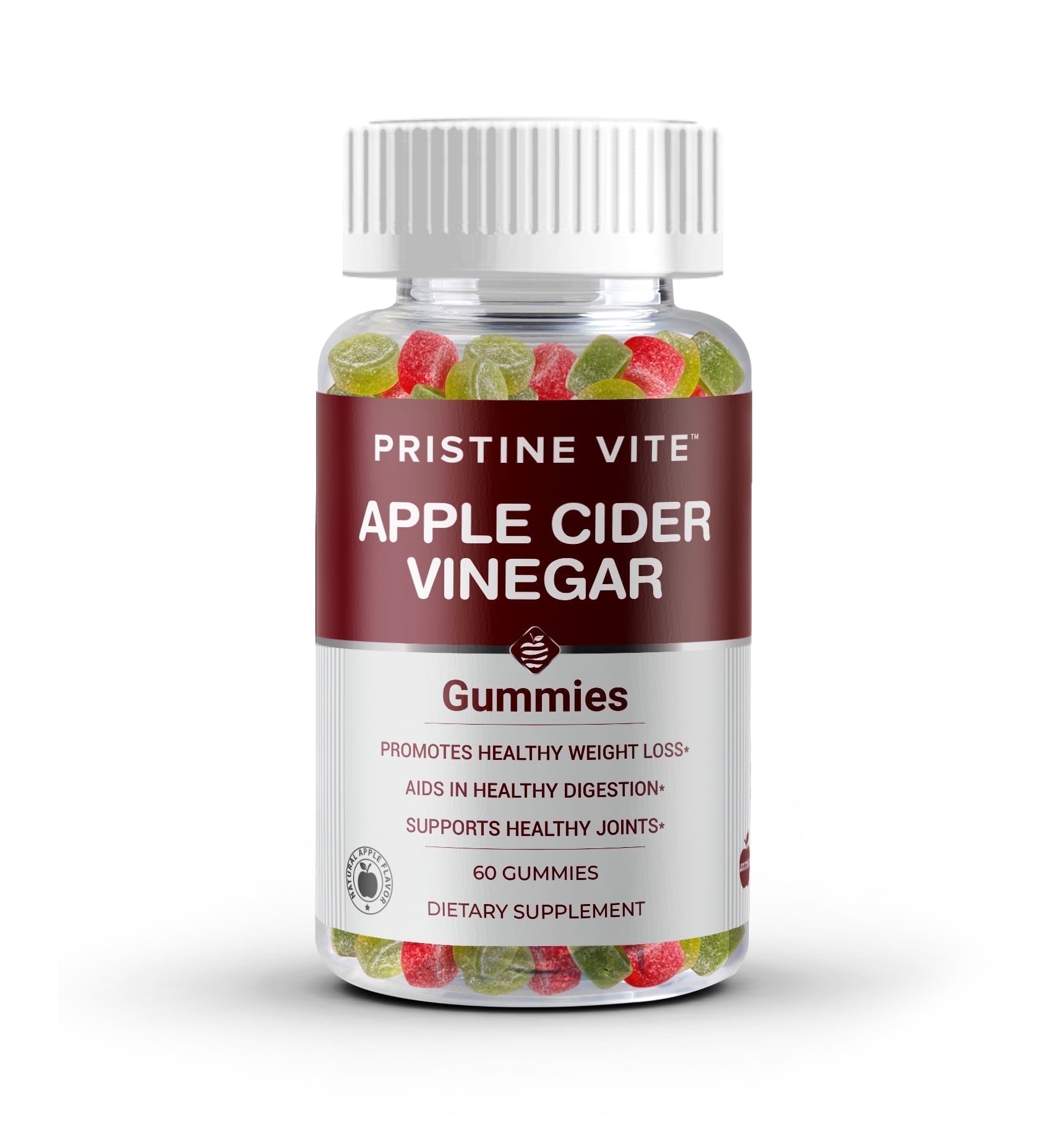 Pristine Vite Apple Cider Vinegar Gummies - Supports Healthy Digestion and Joint - 60 Count