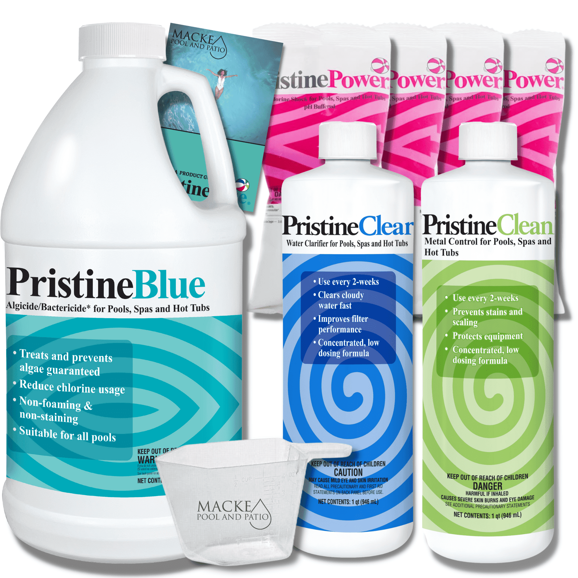Pristine Blue Maintenance Pack, Non Chlorine Shock Bundle - Macke Pool Guide , Measuring Cup