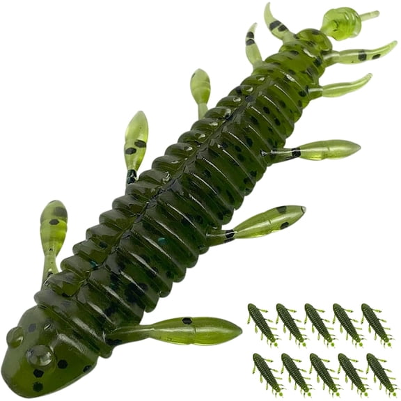 Pristis 10 pcs Chariot Bug Soft Lures, Wacky Worms Baits for Bass Fishing, Durable Plastic Insect Swimbait Set for Texas Carolina Weightless Finesse Rig Kit Gear Saltwater Freshwater Pike Perch