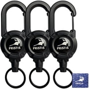 Pristis 3 Pack Heavy Duty Zinger Retractors, Saltwater Resistant & 28 Stainless Steel Wire Keychain