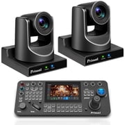 Prisual NDI 6 & HX3 PTZ Camera 20X Optical Zoom 2 TEM-20N PRO + PRO AI Joy Keyboard, Gen-3 AI Auto Tracking, PoE, SDI HDMI, Silent 5dB Belt Drive, Live Streaming Bundle for Church