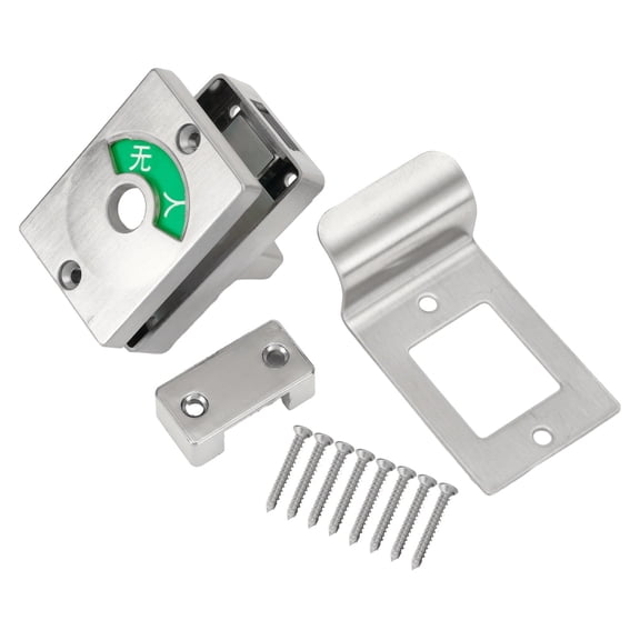 Pritane 1 Set Aluminum Alloy Partition Door Lock Bathroom with Red Green Indicator Lock Aluminum